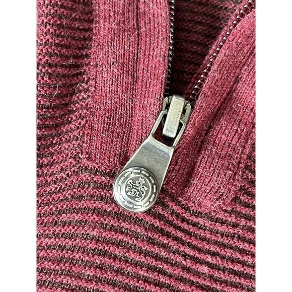 NAT NAST Men's Sz L 1/4 Zip Burgundy Ribbed Pullover Sweater Elbow Patches - Picture 6 of 10